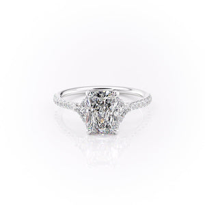 The Victoria Set  With A 4 Carat Radiant 18K White Gold Moissanite
