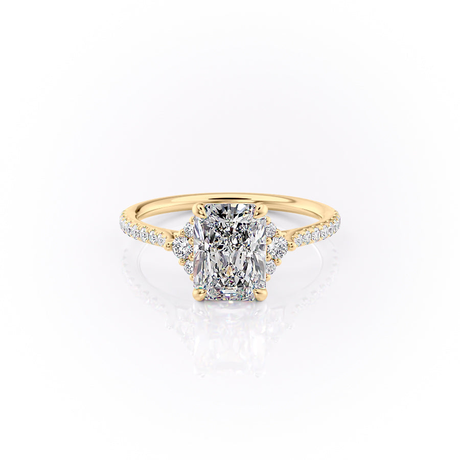 The Victoria Set With A 1.5 Carat Radiant 18K Yellow Gold Lab Diamond