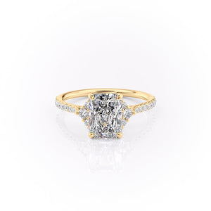 The Victoria Set  With A 1.5 Carat Radiant 18K Yellow Gold Moissanite