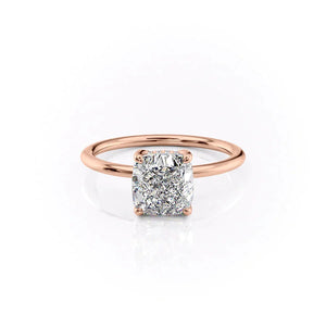 The Sarah Set  With A 5 Carat Cushion 14K Rose Gold Moissanite