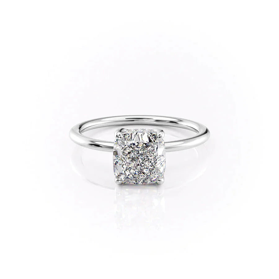 The Sarah Set  With A 2 Carat Cushion 14K White Gold Moissanite