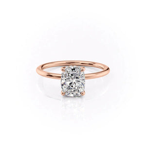 The Sarah Set  With A 1.5 Carat E. Cushion 14K Rose Gold Moissanite