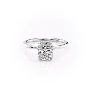The Sarah Set  With A 2.5 Carat E. Cushion 14K White Gold Moissanite