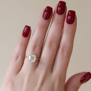 The Sarah Set  With A 2.5 Carat Cushion 18K Yellow Gold Moissanite