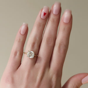 The Sarah Set  With A 2.5 Carat Cushion 18K Yellow Gold Moissanite