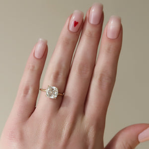 The Sarah Set Pave  With A 2.5 Carat Cushion 18K Yellow Gold Moissanite