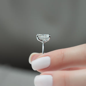 The Sarah Set  With A 1 Carat E. Cushion 18K White Gold Moissanite
