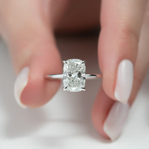 The Sarah Set  With A 3.5 Carat E. Cushion 18K White Gold Moissanite