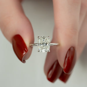 The Sarah Set  With A 1 Carat E. Cushion 18K White Gold Moissanite