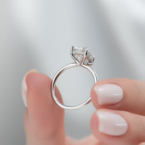 The Sarah Set  With A 4 Carat E. Cushion 14K White Gold Moissanite