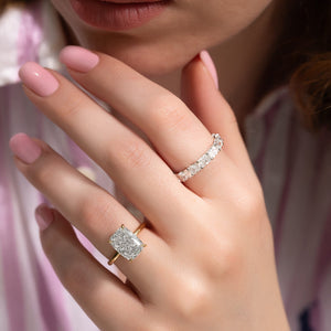 The Sarah Set  With A 1.5 Carat E. Cushion 18K Yellow Gold Moissanite