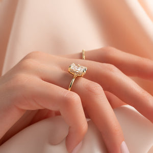 The Sarah Set  With A 1.5 Carat E. Cushion 18K Yellow Gold Moissanite