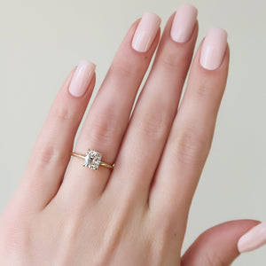 The Sarah Set  With A 1.5 Carat E. Cushion 18K Yellow Gold Moissanite