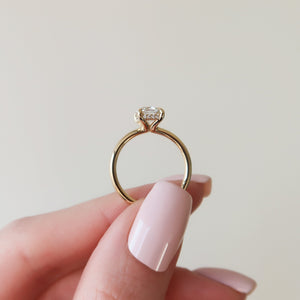 The Sarah Set  With A 3.5 Carat E. Cushion 18K Yellow Gold Moissanite