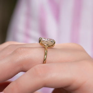 The Sarah Set  With A 2 Carat E. Cushion 18K Yellow Gold Moissanite