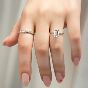 The Sarah Set  With A 2.5 Carat Emerald 14K White Gold Moissanite