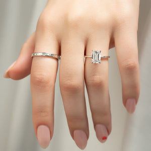 The Sarah Set Pave  With A 2.5 Carat Emerald 14K White Gold Moissanite