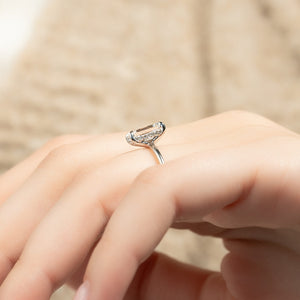 The Sarah Set  With A 1.5 Carat Emerald 14K White Gold Moissanite