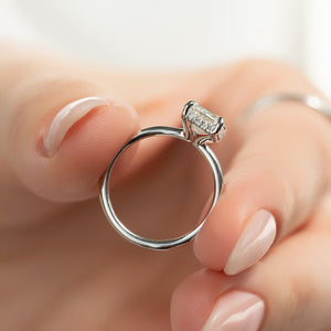The Sarah Set  With A 3 Carat Emerald 18K White Gold Moissanite