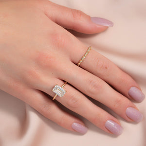 The Sarah Set Pave  With A 2.5 Carat Emerald 14K Yellow Gold Moissanite