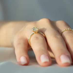 The Sarah Set Pave  With A 2.5 Carat Emerald 14K Yellow Gold Moissanite