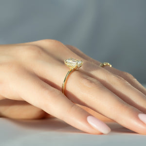 The Sarah Set  With A 4.5 Carat Emerald 18K Yellow Gold Moissanite