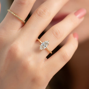 The Sarah Set  With A 4 Carat Marquise 18K Yellow Gold Moissanite