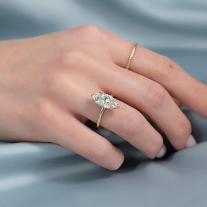 The Sarah Set Pave  With A 2.5 Carat Marquise 14K Yellow Gold Moissanite