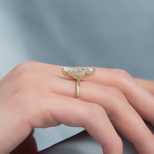 The Sarah Set Pave  With A 2.5 Carat Marquise 14K Yellow Gold Moissanite