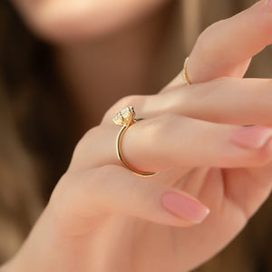 The Sarah Set  With A 2.5 Carat Marquise 18K Yellow Gold Moissanite