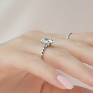 The Sarah Set  With A 1 Carat Oval 18K White Gold Moissanite