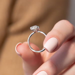 The Sarah Set  With A 4 Carat Oval 18K White Gold Moissanite