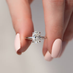 The Sarah Set  With A 1.5 Carat Oval 18K White Gold Moissanite