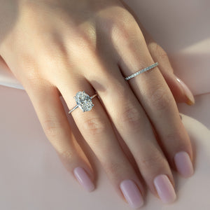 The Sarah Set  With A 2 Carat Oval 18K White Gold Moissanite
