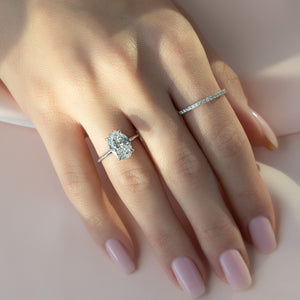 The Sarah Set Pave  With A 2.5 Carat Oval 18K White Gold Moissanite