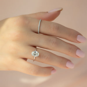The Sarah Set  With A 3.5 Carat Oval 18K White Gold Moissanite