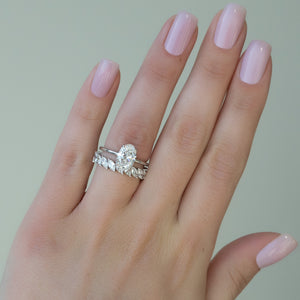 The Sarah Set Pave  With A 2.5 Carat Oval 18K White Gold Moissanite