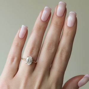 The Sarah Set  With A 2.5 Carat Oval 18K Yellow Gold Moissanite
