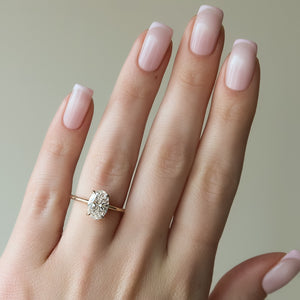 The Sarah Set Pave  With A 2.5 Carat Oval 18K Yellow Gold Moissanite