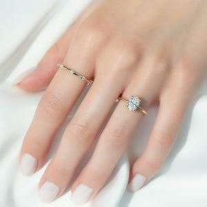 The Sarah Set  With A 2.5 Carat Oval 18K Yellow Gold Moissanite