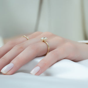 The Sarah Set  With A 3 Carat Oval 18K Yellow Gold Moissanite