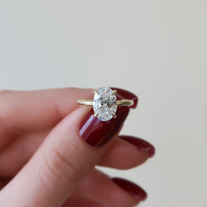 The Sarah Set  With A 2.5 Carat Oval 18K Yellow Gold Moissanite