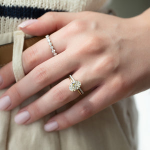 The Sarah Set  With A 3 Carat Oval 18K Yellow Gold Moissanite