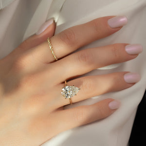The Sarah Set  With A 3.5 Carat Pear 14K Yellow Gold Moissanite