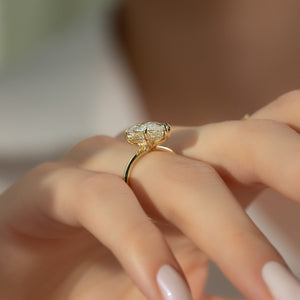 The Sarah Set  With A 1.5 Carat Pear 18K Yellow Gold Moissanite