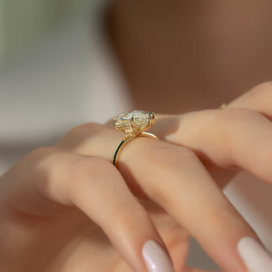 The Sarah Set Pave  With A 2.5 Carat Pear 14K Yellow Gold Moissanite