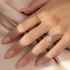 The Sarah Set  With A 1 Carat Pear 18K Yellow Gold Moissanite