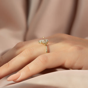 The Sarah Set  With A 2.5 Carat Pear 14K Yellow Gold Moissanite
