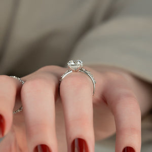 The Sarah Set  With A 3 Carat Round 18K White Gold Moissanite