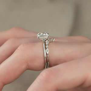 The Sarah Set  With A 1 Carat Round 14K White Gold Moissanite